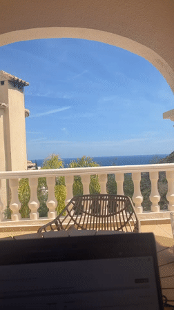 Coastal balcony views captured in Spanish Mediterranean town