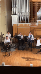 Live band performance at Omsk Philharmonic Hall