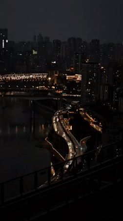 Nighttime cityscape observations captured across Yuzhong District