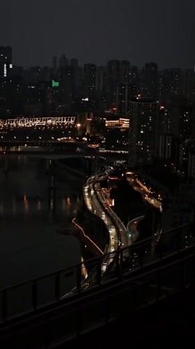 Nighttime cityscape observations captured across Yuzhong District