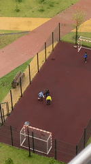 Children play soccer, cat rests in Yekaterinburg morning scenes