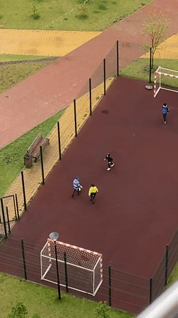 Children play soccer, cat rests in Yekaterinburg morning scenes