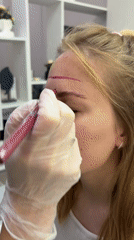 Cosmetic procedure with eyebrow work and injections