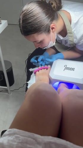 First-person view of a pedicure session in Holon