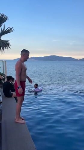 Infinity pool morning with ocean views and shakshuka in Nha Trang
