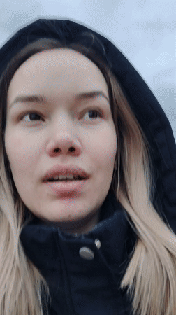 Woman takes selfies in Markovskii residential area