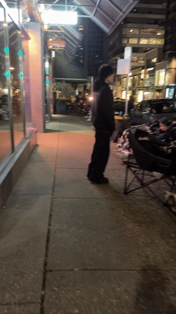 Overnight queue forms outside Vancouver businesses with camping chairs