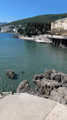 Sunny morning brings visitors to Opatija's scenic Croatian coastline