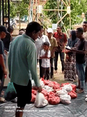 Community meat distribution gathering observed in Blangkutacoh, Indonesia