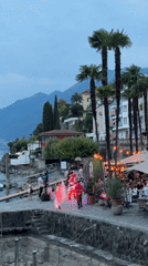 Quiet evening on Ascona's lakefront promenade