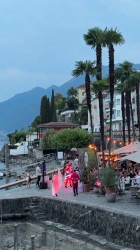 Quiet evening on Ascona's lakefront promenade
