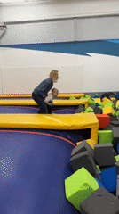 Family enjoys trampoline park visit in Riga