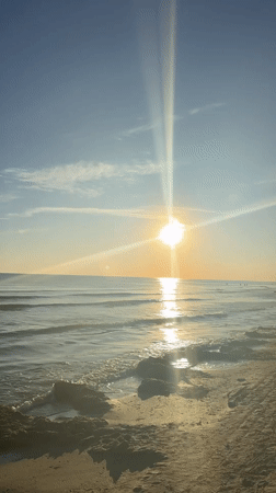 Sunset afternoon on the Black Sea shore in Anapa