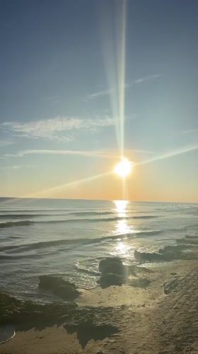 Sunset afternoon on the Black Sea shore in Anapa