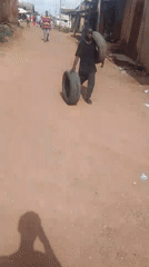 Tire transport and workshop repairs observed in service area