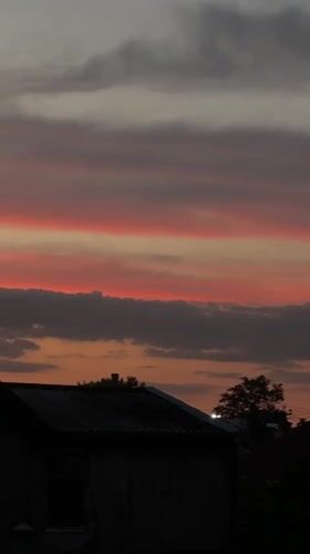 Sunset over a residential neighborhood in Novy, Russia