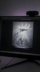 Digital artwork displayed on computer monitor in Moscow
