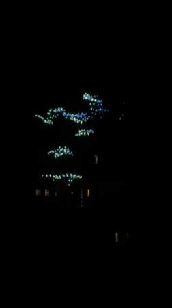 Blurred tree lights captured in nighttime Milan scene