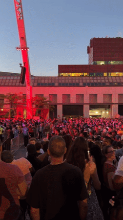 Nighttime music event draws crowds to Montreal's Quartier des Spectacles