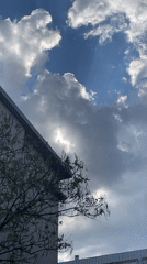 Sky-watching session documents clouds and sunlight over urban buildings