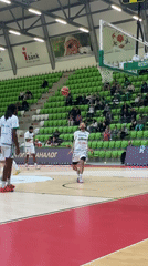 Basketball player performs during indoor game in Botevgrad, Bulgaria
