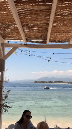 Beachside lunch with Greek food and ice cream, Lombok