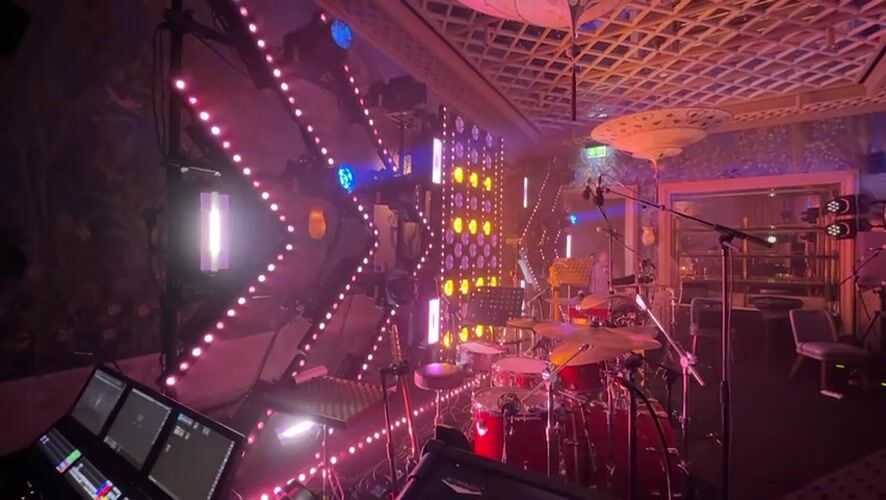 Live band performs at a dimly lit Baku venue