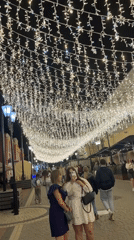 Vitebsk pedestrian street glows under canopy of festival lights
