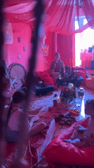 Spiritual gathering with drums and ritual objects in Balashikha