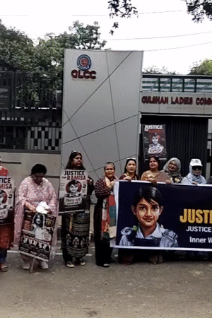 Women protest for "Justice for Ramisa" outside Dhaka club