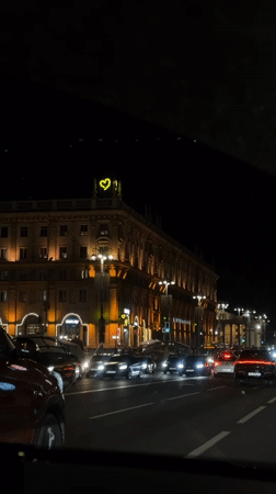 Evening street scenes captured in Minsk, Belarus