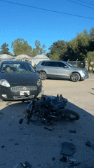 Car-motorcycle accident documented in Loma Verde, Argentina