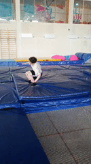 Gymnastic tricks performed at Krasnoyarsk trampoline park