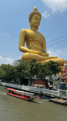 Golden Buddha statues photographed in Bangkok at dawn