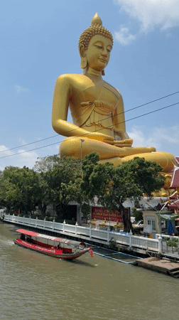 Golden Buddha statues photographed in Bangkok at dawn