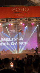 Aerial dancer performs at Soho Square, Sharm El Sheikh