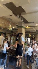 Folk dancers celebrate family time in Blagoevgrad restaurant