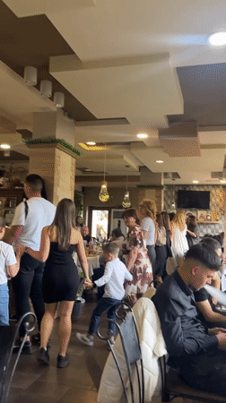 Folk dancers celebrate family time in Blagoevgrad restaurant