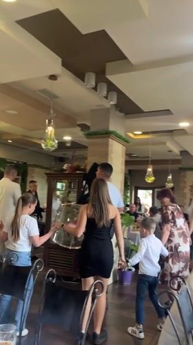 Folk dancers celebrate family time in Blagoevgrad restaurant