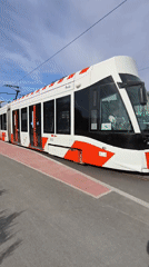 Tram 502 rolling through Tallinn streets