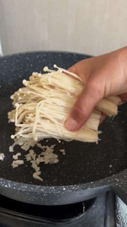 Early morning mushroom preparation captured in Ubud, Indonesia