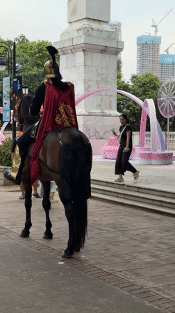 Roman-armored rider on horseback in Nanshan District