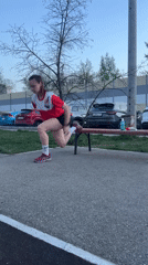 Woman exercises at outdoor fitness park in Perm, Russia