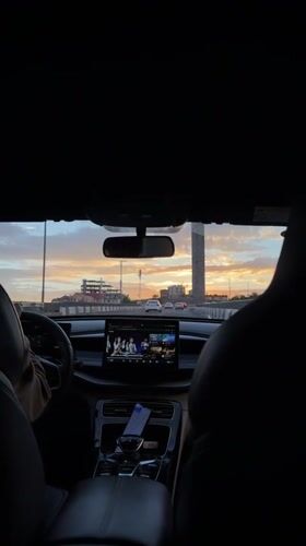 Highway drive through Yerevan, shot from the back seat