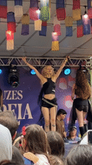 Girl group performs at outdoor festival in São Paulo