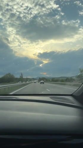 Dashboard camera captures highway traffic in Bulgaria