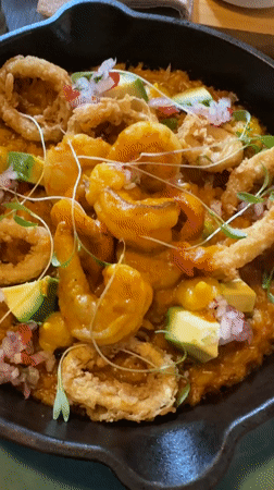 Diner documents seafood meal at San Isidro restaurant