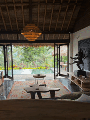 Tropical villa interior documented in Abiansemal, Indonesia