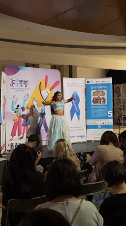 Classical Indian dance performance on stage in Timișoara