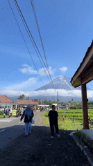 Cafe visit with Mount Merapi volcano views in Indonesia